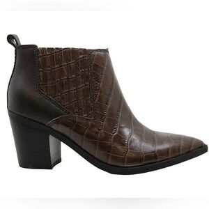 Marc Fisher Brown Faux Croc Ankle Boot 7.5